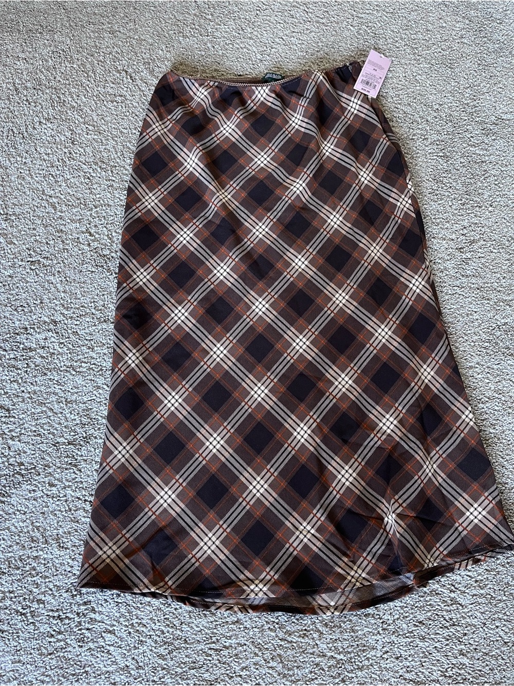 wild fable Brown Plaid Midi Skirt